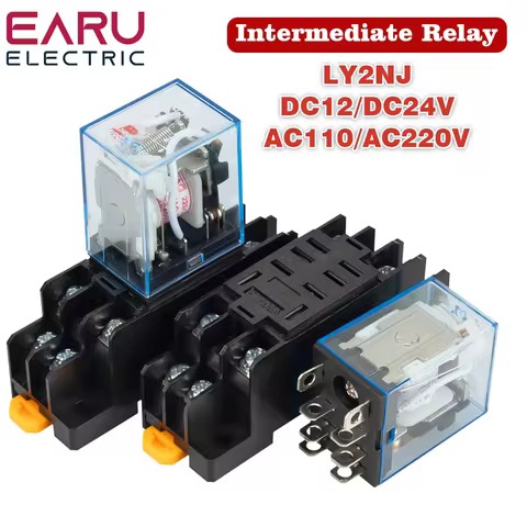 1pc LY2NJ HH62P HHC68A-2Z Electronic Micro Mini Electromagnetic Relay 10A 8PIN Coil DPDT With Socket
