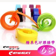 台灣現貨 Catwalk's- 糖果色舒適防過敏無金屬可快速通關塑料扣頭矽膠腰帶 7色可選-2