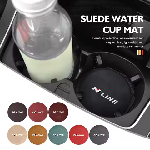 For Hyundai 2pcs Car Coaster Water Cup Bottle Holder Anti-slip Pad Mat N Line i20 i30 Sonata Tucson 