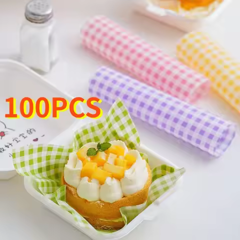 100pcs Food Waxed Paper Oil-Proof Wax Paper Bread Sandwich Burger Fries Macarons Packaging Kitchen B