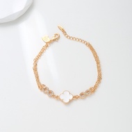 Hyl Jewelry 655B Gelang Titanium Wanita  Bangle Bracelet Four Leaf Clover Terbaru Anti Karat Dan Ker