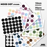 30pcs MOOD DOT Sticker 1.7cm Sticker Diameter Round Journaling Sticker with Expression Waterproof St