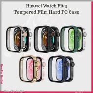 Huawei Watch Fit 3 Hard PC Case Bumper Shell Built-in Tempered Glass Screen Protector Film For Huawe