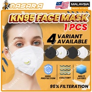 NASARA ~ 1PCS KN95 5 PLY FACE MASK 3D FACE MASK PROTECTION WITH BREATHING VALVE FILTER / TOPENG MUKA / 五层式口罩