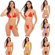2025 New Style BIKINI Gathering Solid Color Women's Swimsuit Factory Transparent with Sexy BIKINI
