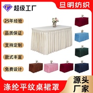 Bekalan Poliester Sarung Skirt Meja Biasa Gaya Ringkas Hotel Jamuan Hotel Poliester Alas Meja Restor