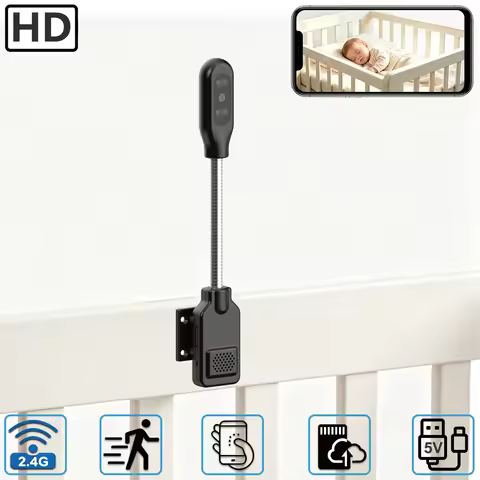 Next‑Gen Flexible Gooseneck WiFi Baby & Pet Monitor Camera, Plug‑Play Zero Installation, Two‑Way Aud