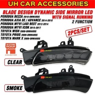 Perodua Myvi 2012 - 2017 Bezza Axia / Toyota Wish Prius Mark X Blade Design Dynamic Side Mirror Led 