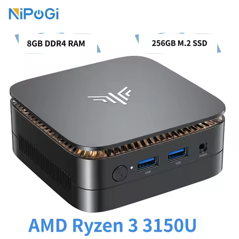 NIPOGI Mini PC AMD Ryzen 3 3150U (Beats N150/N97) 8GB RAM 256GB SSD Desktop Mini Computers WIFI5 BT4