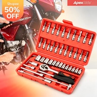 ApexRide Premium 46Pcs/Set Toolbox–Car & Motorcycle Repair Hand Tools for Home, Service & Motor DIY