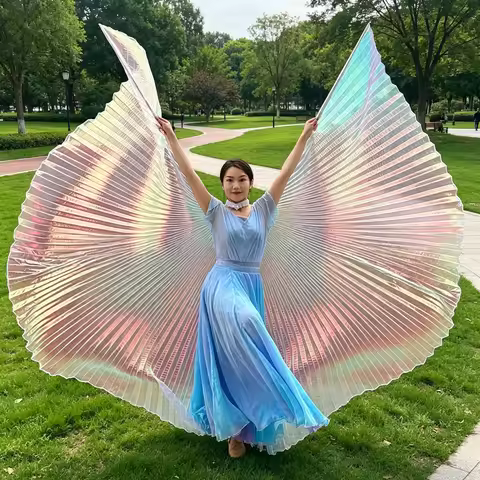Women Belly Dance Costumes Accessory Party Transparent Wings Sports Meet Performance Props Flowing I
