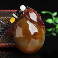 Pure Natural Lucky Pixiu Playing Piece Natural Chalcedony Agate Handle Piece Jade Handle Toy Pendant