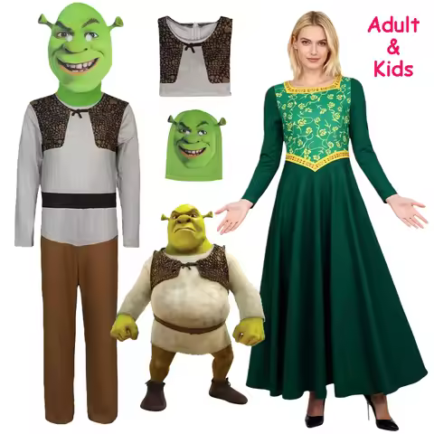 Anime Shrek Cosplay Costume Princess Fiona Dress Shrek Costume Mask For Adult Kids Halloween Carniva