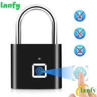 LANFY Fingerprint Lock, Keyless USB Charging Smart Padlock, Portable Waterproof Anti-theft Zinc Alloy Electronic Door Lock Outdoor