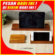 (H75) STAND KAYU Dudukan HP Kayu Minimalis / Smartphone Holder Iphone Samsung Vivo Ipad Tablet