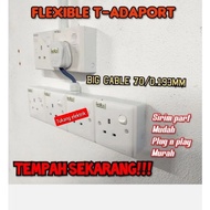 Flexible T-ADAPORT Heavy Duty 2 Way 3 Way 4 way Extention Socket Wall Socket Adaport Extention Neon 