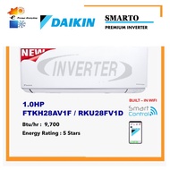 ( WIFI )  DAIKIN 1hp SMARTO Premium Inverter Wall Mounted Air Conditioner R32 - FTKH Series