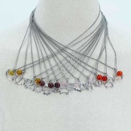 香氛項鍊 12生肖鑲鑽純銀 鈦鋼鍊鍊長可調 香氛琉璃珠 附精油滴管