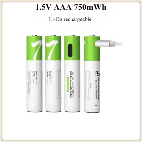 4-16 PCS AAA 1.5V 750mWh Li-ion Rechargeable Battery for Remote Control Mouse Electric + Type-C char