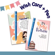 Wish card + Pen / Teachers Day Gift / Birthday Gift / Cute Wish Card / Farewell Wish