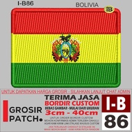 FL-186 I-B86 BOLIVIA FLAG LOGO EMBROIDERY PATCH FLAG