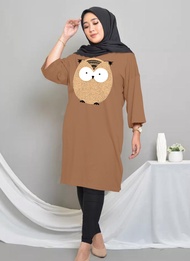 (02) TUNIK BASIC OVERSIZE BURUNG MIDI DRESS
