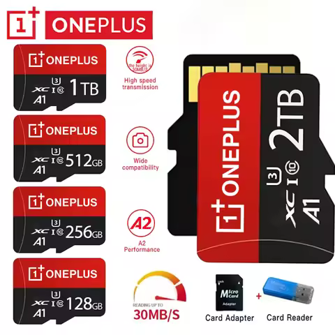 OnePlus 2TB High-Speed V30 A2 SD Card 512GB 256GB 128GB Memory Card 1TB Micro TF SD Adapter for Smar