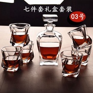 (TLLS) Whisky Decanter &amp; glass Set 7pcs 005 Round with Square Base (03) /威士忌醒酒器杯子套装