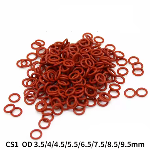 100pcs Red VMQ Silicone O Ring Gasket CS 1mm OD 3.5 4 4.5 5.5 6.5 7.5 8.5 9.5mm Food Grade Silicon O