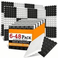 โฟมอะคูสติกทรงพีระมิด 6-48 ชิ้น ขนาด 12"X12"X3"/12"X12"X2/12"X12"X1.18" แผ่นซับเสียง 8 สี โฟมอะคูสติ