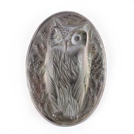 品相極佳☆ LALIQUE 水晶貓頭鷹胸針配件，稀有，銀色，有盒，女士款。