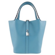 【日本直送】愛馬仕 HERMES Picotin Lock MM 手提包 Tresage Epsom 牛皮 天藍色 D 女士【二手】