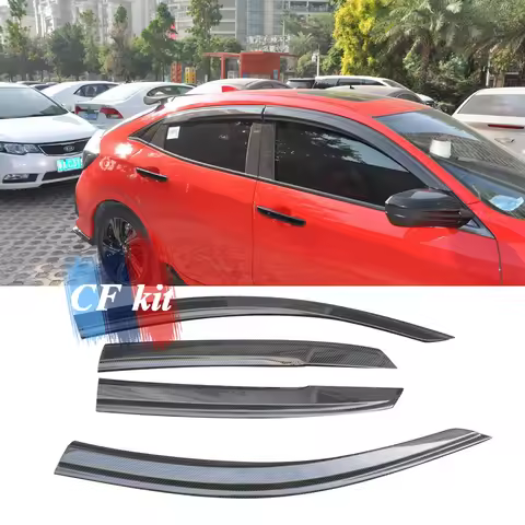 Carbon Fiber Window Visor Vent Sun Shade Rain Guard For Honda CIVIC FK7 FK8 Hatchback 2016up