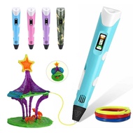 <3D Printing Pen➕Free PLA Filament> 3D Pen Drawing Doodle Kids DIY Gift Ready Stock