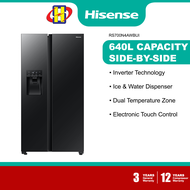 Hisense Refrigerator (640L/Black Glass) Inverter with Ice &amp; Water Dispenser Side-by-Side Fridge RS700N4AWBUI