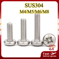 M4/M5/M6/M8 Pan Head Phillips Screw Skru SUS304 / Stainless Steel 304 Machine Screw Round Head Screw