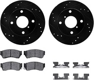Dynamic Friction Company Front Brake Rotors Drilled and Slotted Black with 5000 Advanced Brake Pads 