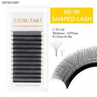 XIUSUZAKI 5DW 12Rows Shaped Bloom Automatic Flowering Premade Fans Eyelashes 8-15mm Extensions Natur