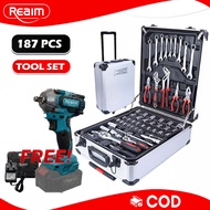 REAIM 187Pcs Tool Box Set Tools Set For Motorcycle/Car Socket Wrench Set Heavy Duty Tools Set
