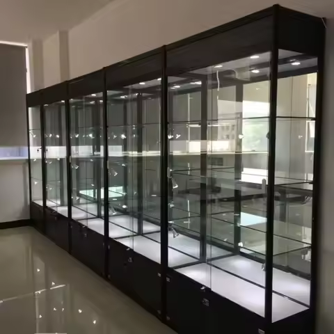Boutique Shopping Mall Glass Cabinet Showcase Luxury Perfume Display Retail Showcase Cabinet with LE
