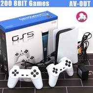 แท่นเกม GS5ใหม่5เครื่องเล่นวิดีโอเกมพร้อม200เกมคลาสสิค8บิตทีวีช่องเสียบ USB แบบย้อนยุคเอาต์พุต AV เครื่องเล่นเกมมือถือสาย