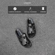 LEMANS black cowhide cross-strap sandals LS16.1, fragrant 2-layer rubber sole, youthful design,