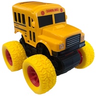 ArtCreativity Yellow School Bus Toy with Yellow Monster Truck Tires, Push n Go Toy Car for Kids, Dur