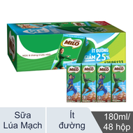 Sữa lúa mạch ít đường NESTLE MILO hộp 180ml