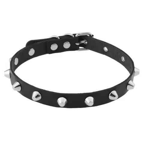 Goth Studded Choker Necklace Collar For Women Grunge Punk Leather Chocker Rave Festival Accessories