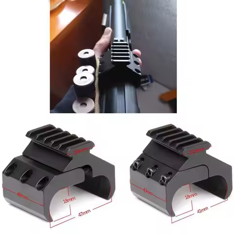 Tactical Flashlight and Scope Mount for Shotgun, Barrel Clamp Adapter with 20mm Rail, Fits 10/12 Gau