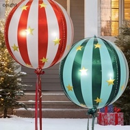 [ceight] 2pcs 22" 4D Striped Star Balloon with Red/Green Spheres for Christmas & Birthday TH