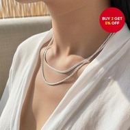 Silver snake chain necklace, blade elegant multi-layer necklace set