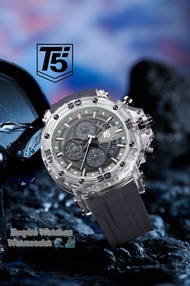 Empirewatches Jam Tangan T5 H4004G H4004 4004 Pria Cowok Analog Chrono dan Tanggal Aktif Strap Rubbe