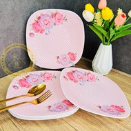 PINK CHELSEA | OPAL 🇲🇾 11" Buffet Plate (6pcs) Giacomo Heat Resistant Opal Glassware Dining Set Ping